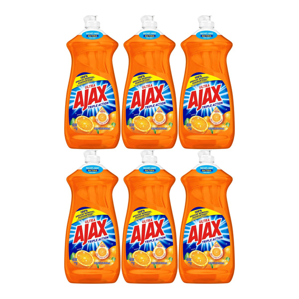 Ajax Ultra Orange Triple Action Dish Liquid, 28 oz. (828ml) (Pack of 6)