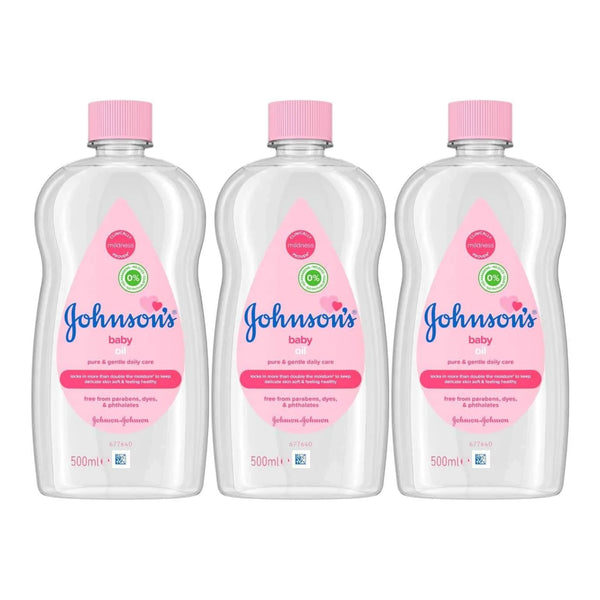 Johnson's Baby Oil, 16.9 oz (500ml) (Pack of 3)
