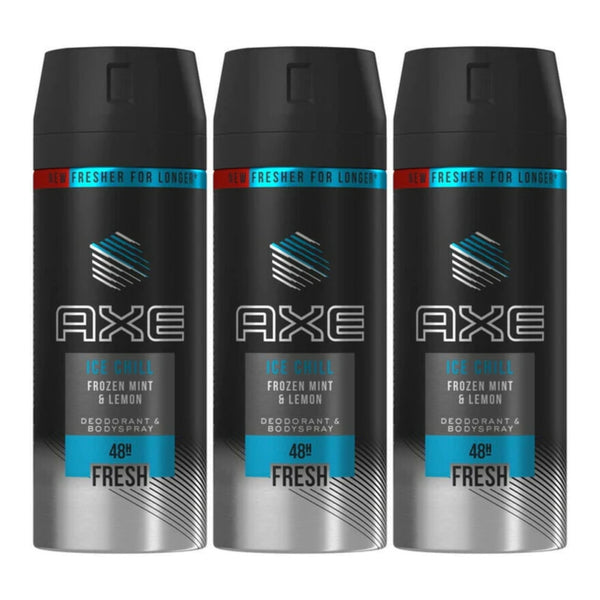 Axe Ice Chill Frozen Mint & Lemon Body Spray, 150ml (Pack of 3)