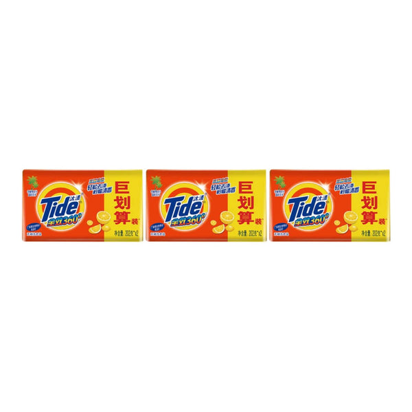 Tide Laundry Bar Soap Triple Effect 360 Lemon Scent (2 Pack), 404g (Pack of 3)
