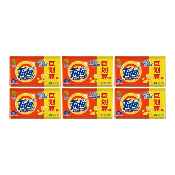 Tide Laundry Bar Soap Triple Effect 360 Lemon Scent (2 Pack), 404g (Pack of 6)