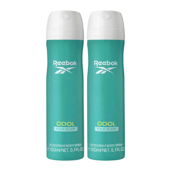 Reebok Cool Your Body Deodorant Body Spray, 5.1 fl oz (150ml) (Pack of 2)