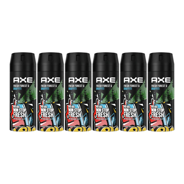 Axe Collision Fresh Forest + Graffiti Body Spray, 150ml (Pack of 6)