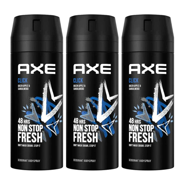 Axe Click Green Apple & Sandalwood Body Spray, 150ml (Pack of 3)