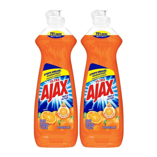 Ajax Ultra Orange Triple Action Dish Liquid, 14 oz. (414ml) (Pack of 2)