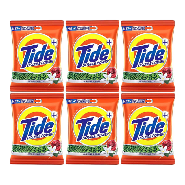 Tide Double Power+ Jasmine & Rose Powder Laundry Detergent, 500g (Pack of 6)