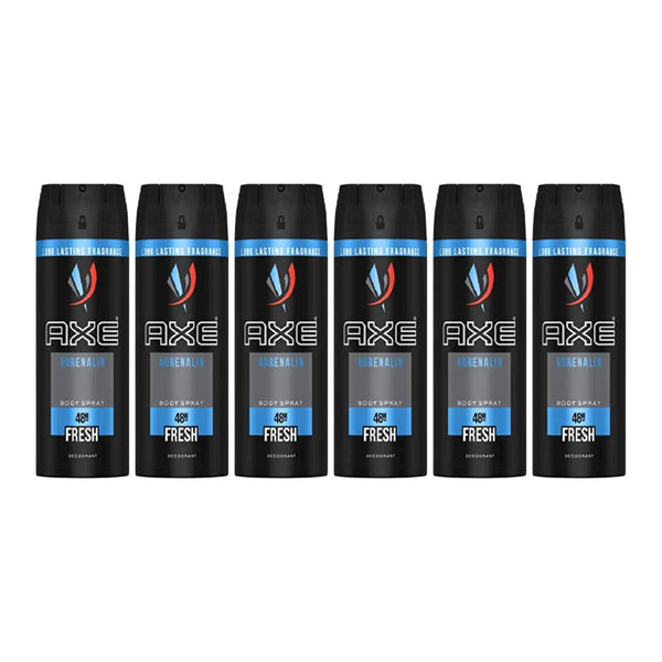 Axe Adrenaline Deodorant + Body Spray, 150ml (Pack of 6)