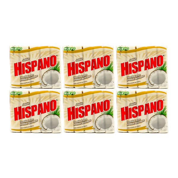 Hispano Jabon Coconut Soap - Con Aceite de Coco (5 Pack), 800g (Pack of 6)