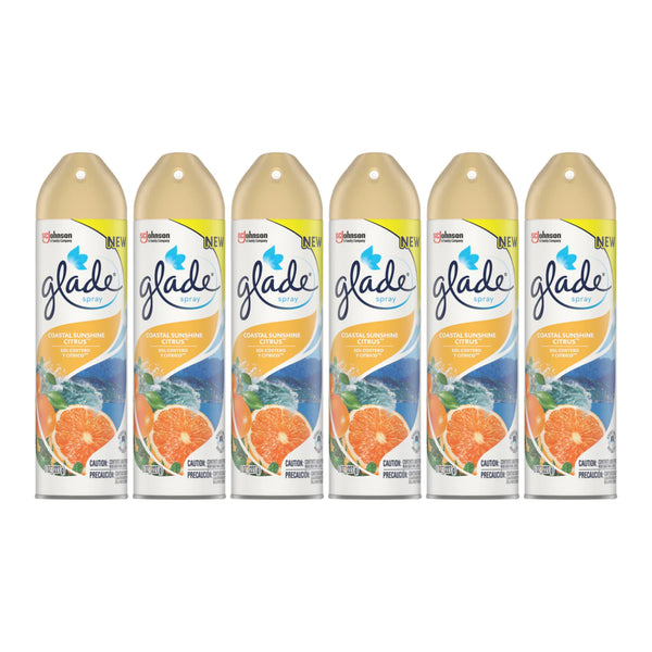 Glade Spray Coastal Sunshine Citrus Air Freshener, 8 oz (Pack of 6)
