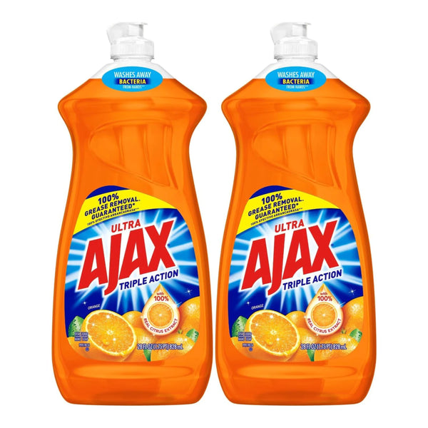 Ajax Ultra Orange Triple Action Dish Liquid, 28 oz. (828ml) (Pack of 2)