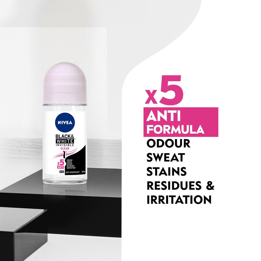 Nivea Black & White Invisible Clear Deodorant, 1.7oz(50ml) – MarketCOL