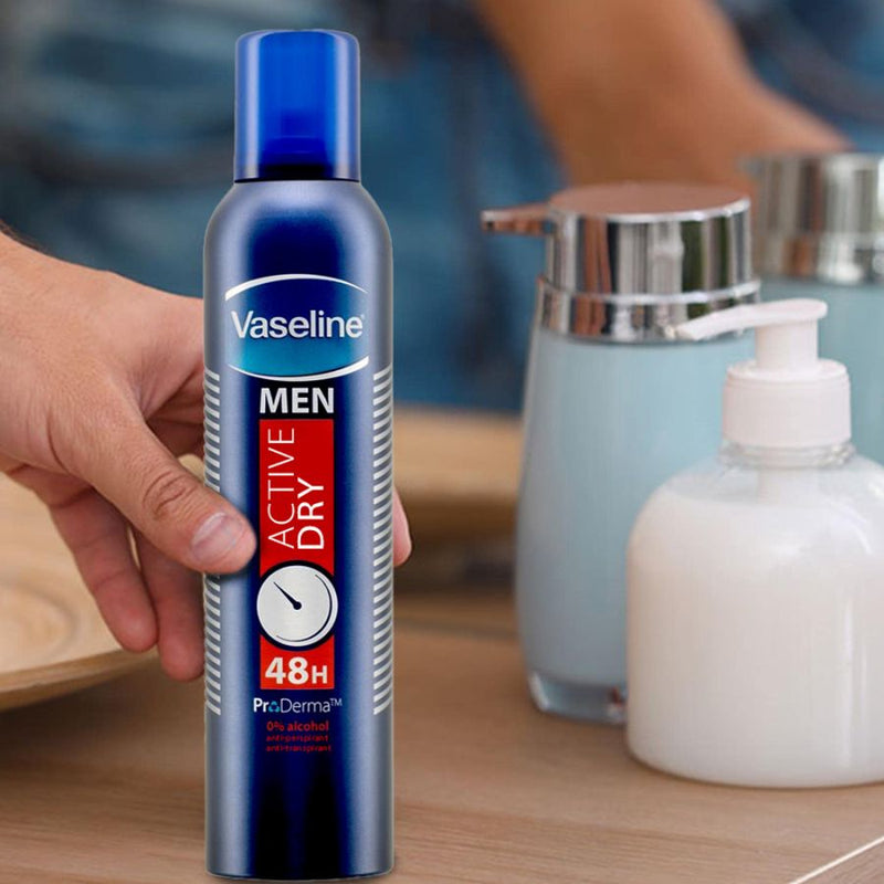 Vaseline Men Active Dry Anti-Perspirant Deodorant Spray, 250ml (Pack of 6)