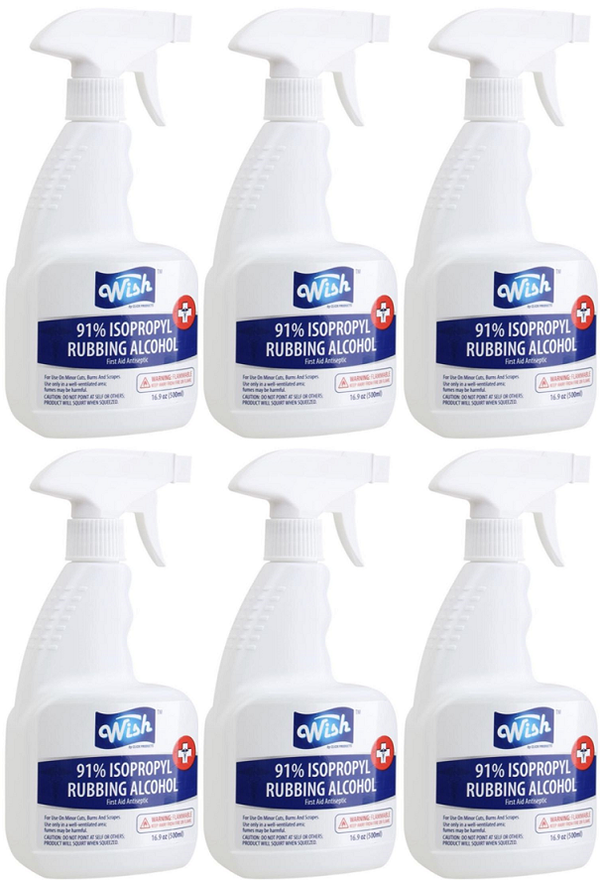 91% Isopropyl Rubbing Alcohol Trigger Spray, 16.9oz (Pack of 6)
