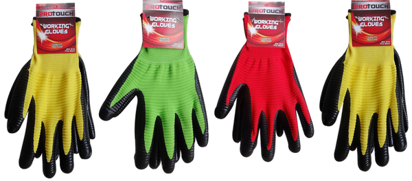Working Gloves With Rubber Grips, 1 pair
