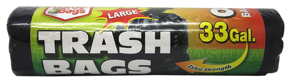Hardy Bags 33 Gallon Extra Strength Large Trash Bags, 8 ct.