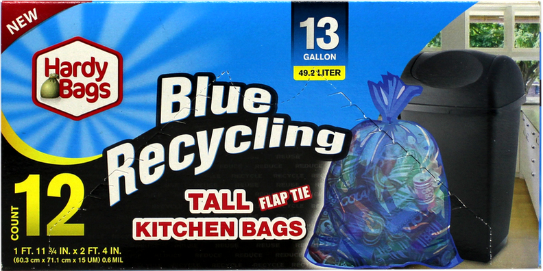 SURE TUFF RECYCLING BAGS 12CT 13GAL BLUE (ITEM NUMBER: 19015