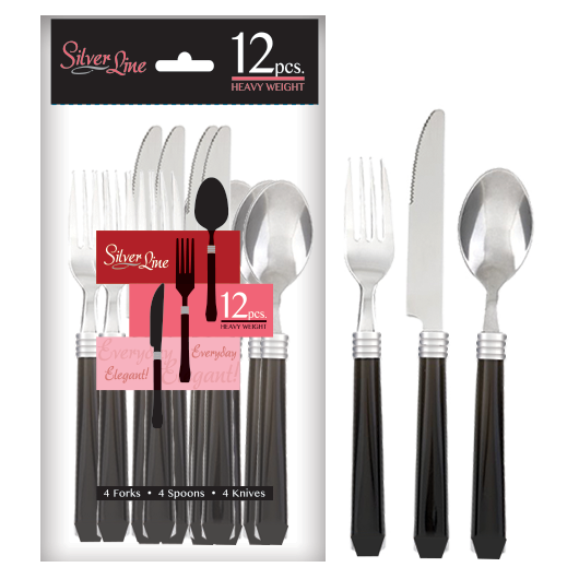 Silver Line Disposable Heavy Weight White Fancy Cutlery Set, 12 ct.