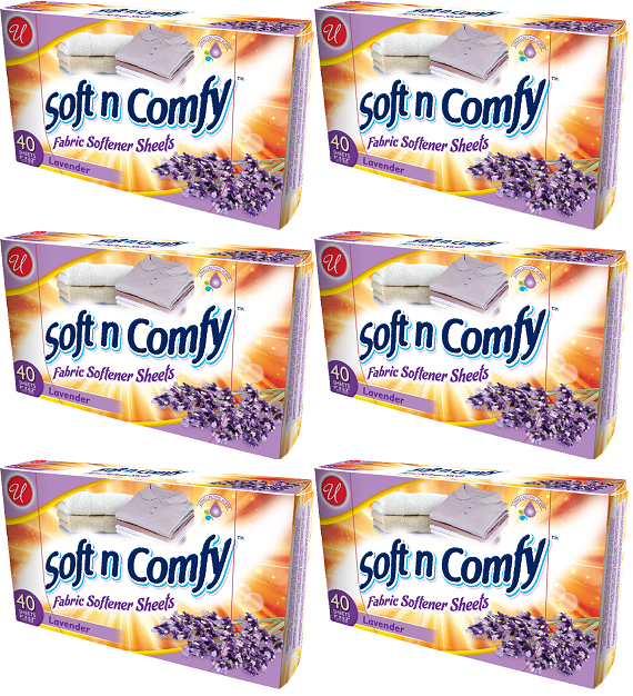 Soft N Comfy Lavender Scent Fabric Softener Sheets, 40 Sheets (Pack of 6)