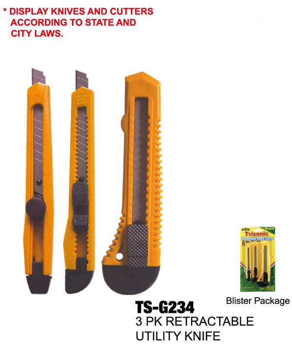 Retractable Utility Knives, 3-ct.