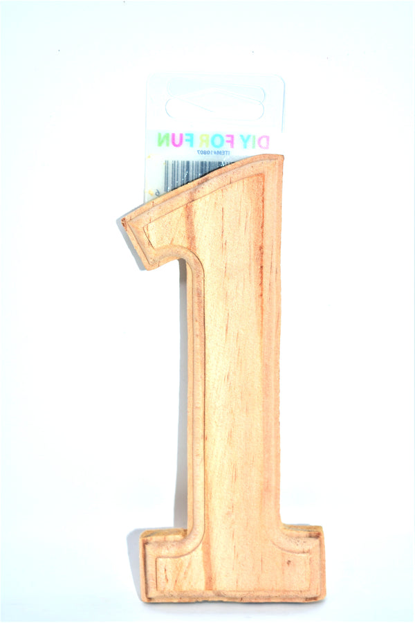 6" Wood Crafted Number "1"