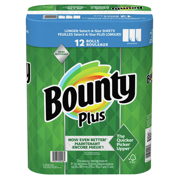 Bounty Plus Select-A-Size Paper Towels, 12 Count