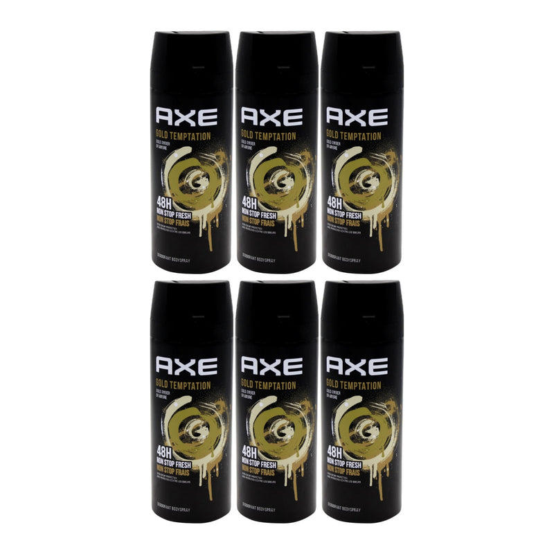 Axe Gold Temptation Deodorant + Body Spray, 150ml (Pack of 6)