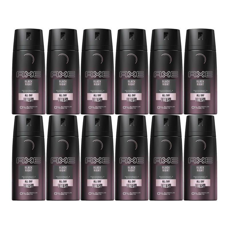 12 Pack x Axe Black Night Deodorant + Body Spray, 150ml