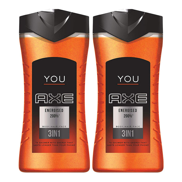 Axe You Energized 200% 3 in 1 Body Wash, 8.45oz (250ml) (Pack of 2)