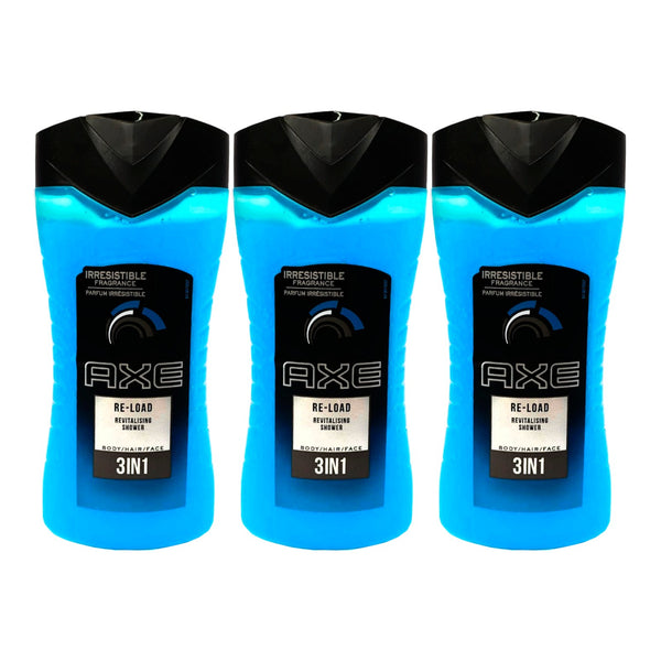 Axe Re-Load Revitalizing Shower 3-in-1 Body Wash, 8.45oz (Pack of 3)