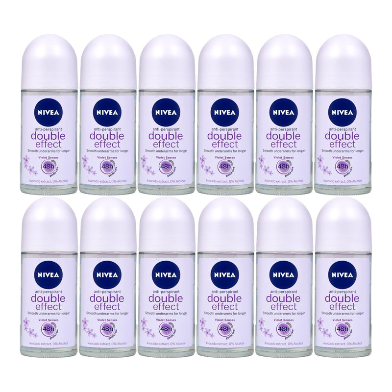 Nivea Double Effect Anti-Perspirant Deodorant, 1.7oz(50ml) (Pack of 12)