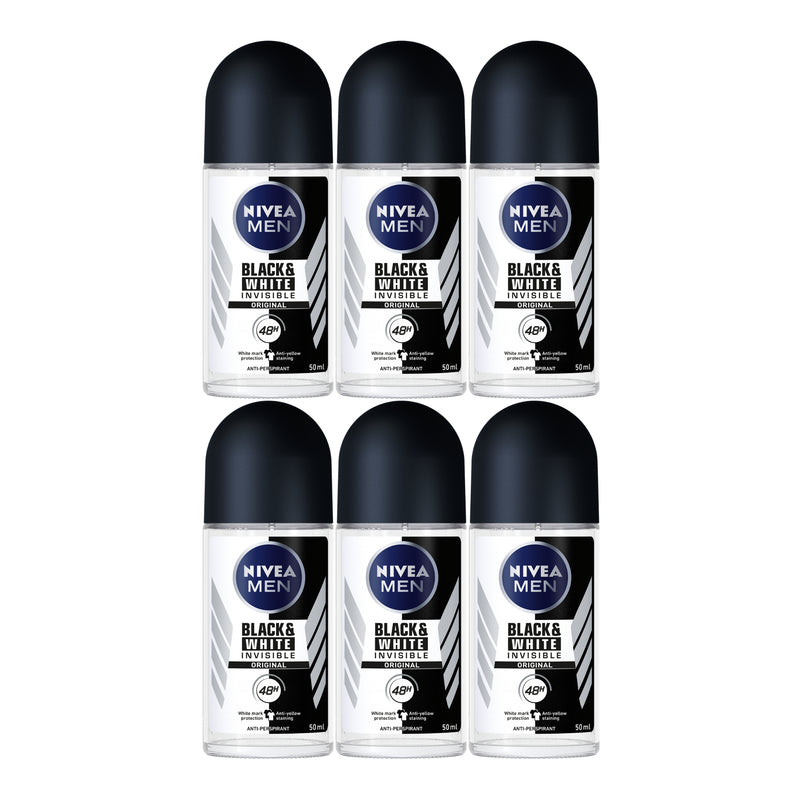 Nivea Black & White Invisible Original Deodorant, 1.7oz (Pack of 6)