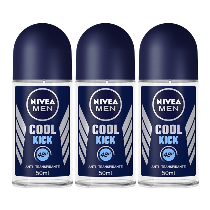 Nivea Men Cool Kick Antiperspirant Deodorant, 1.7oz(50ml) (Pack of 3)