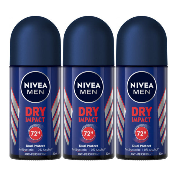 Nivea Men Dry Impact Antiperspirant Deodorant, 1.7oz (Pack of 3)