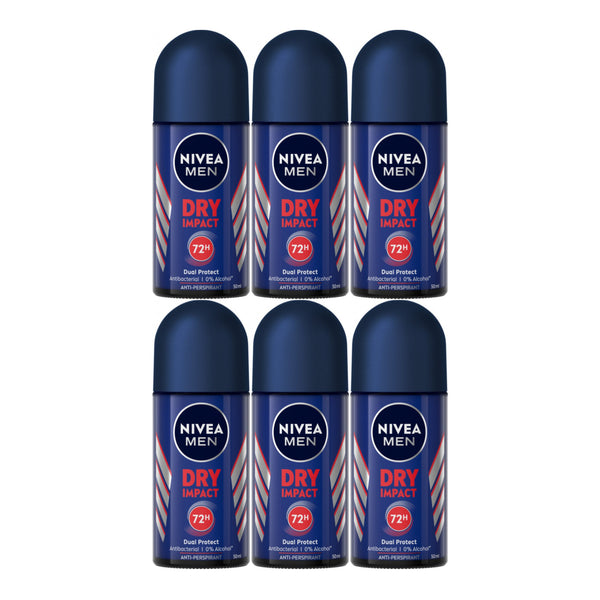 Nivea Men Dry Impact Antiperspirant Deodorant, 1.7oz (Pack of 6)