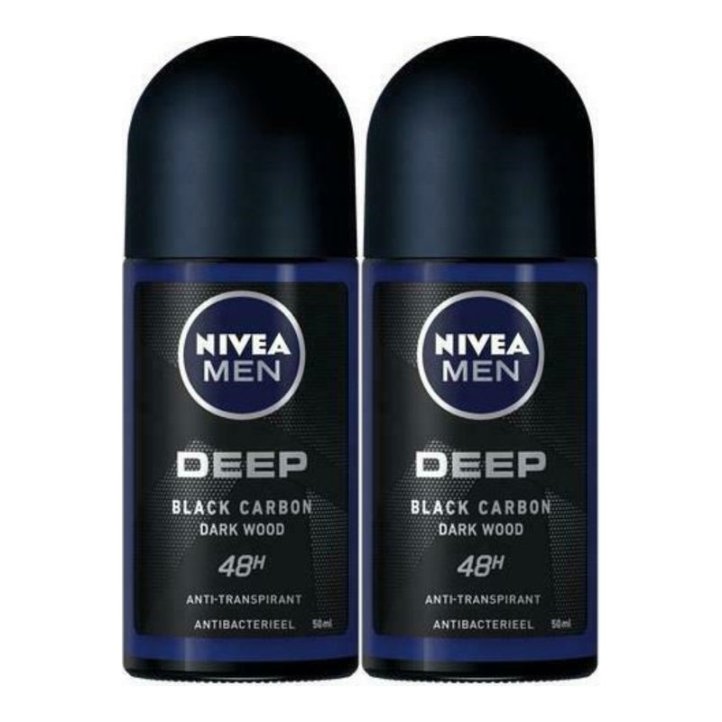 Nivea Men Deep Black Charcoal Dark Wood Deodorant, 1.7oz (Pack of 2)