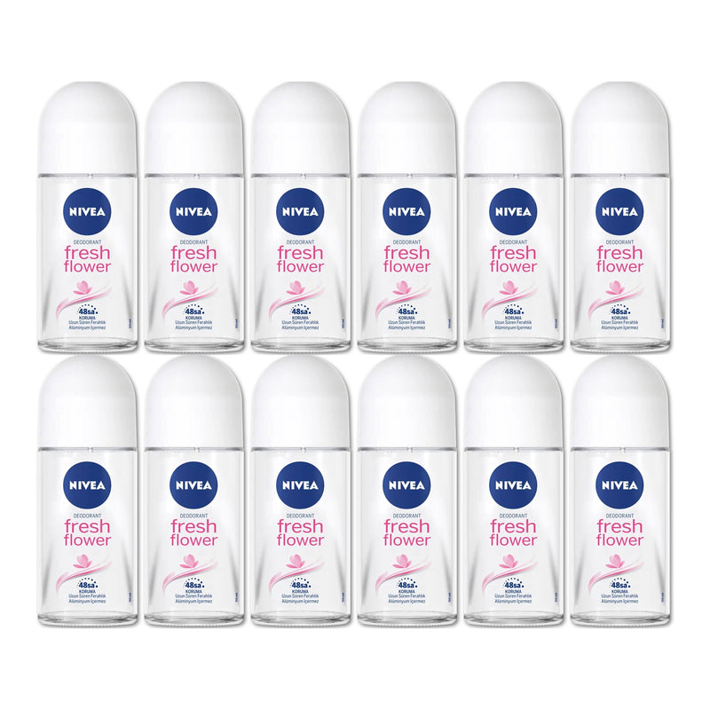 Nivea Fresh Flower Aluminum Free Roll-On Deodorant, 1.7oz (Pack of 12)