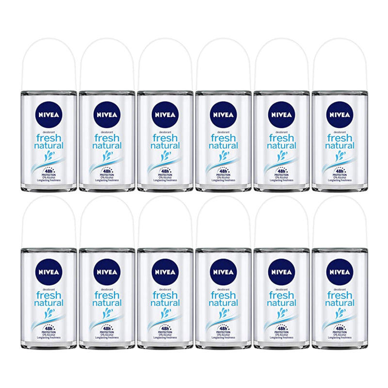 Nivea Fresh Natural Anti-Perspirant Deodorant, 1.7oz(50ml) (Pack of 12)