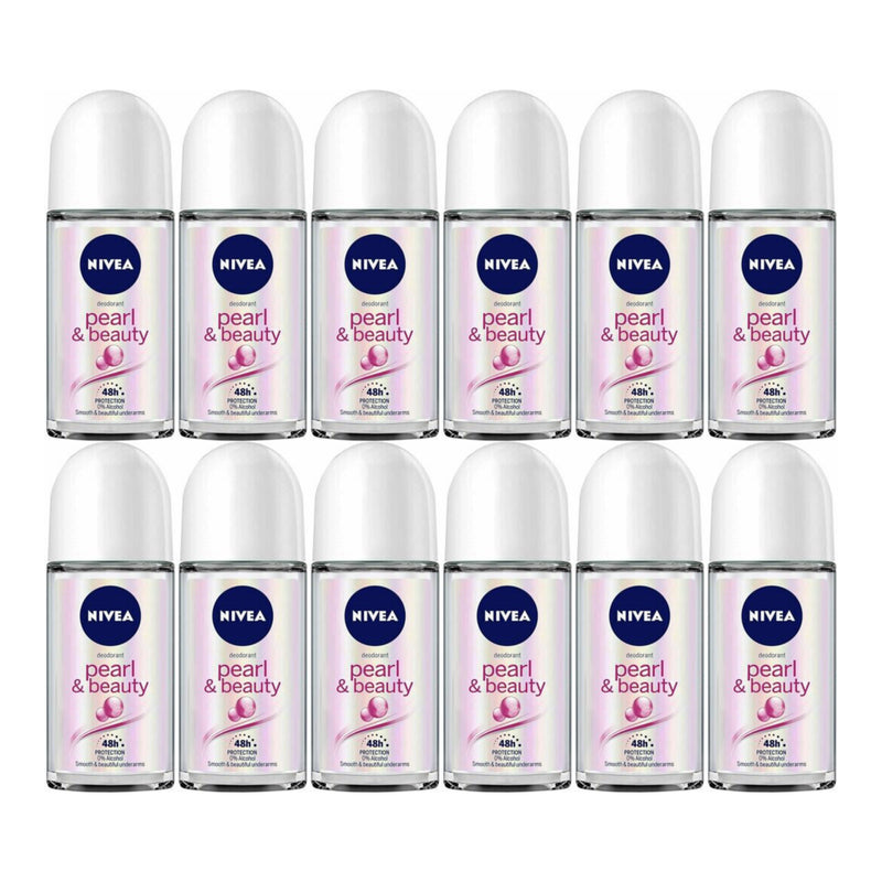 Nivea Pearl & Beauty Roll-On Deodorant, 1.7oz (50ml) (Pack of 12)