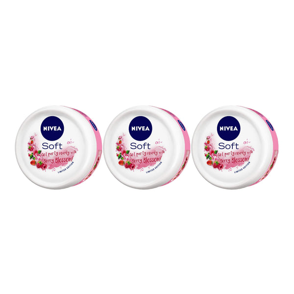 Nivea Soft Berry Blossom w/ Jojoba Oil & Vitamin E, 200ml (Pack of 3)