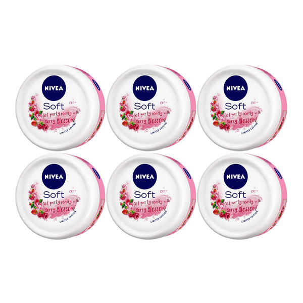 Nivea Soft Berry Blossom w/ Jojoba Oil & Vitamin E, 200ml (Pack of 6)