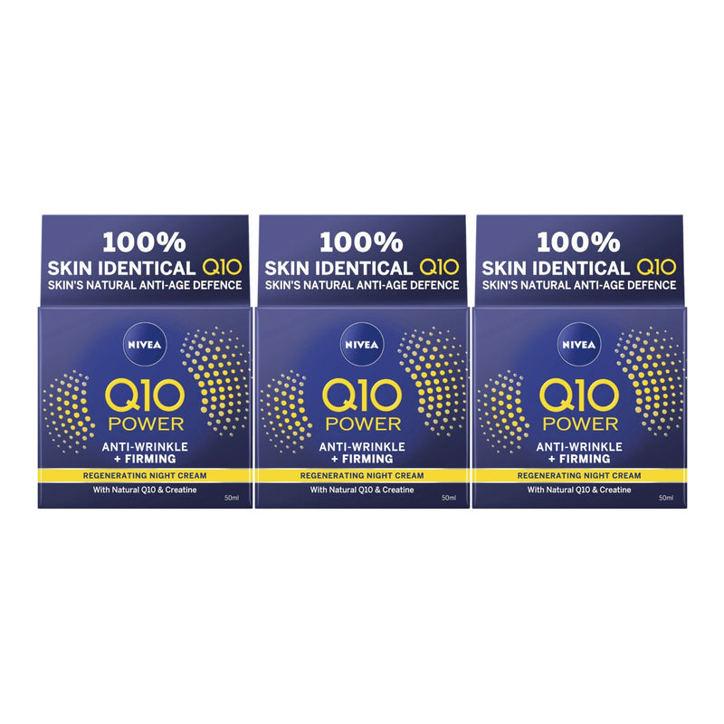 Nivea Q10 Power Anti-Wrinkle Firming Night Cream, 50ml (Pack of 3)