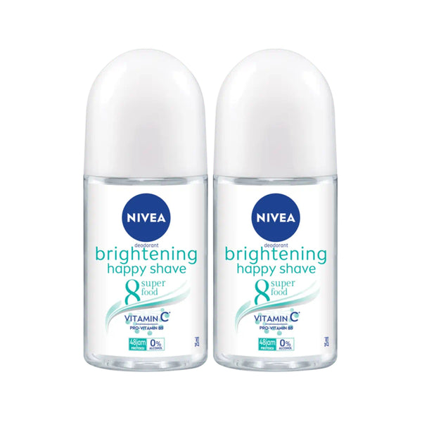 Nivea Brightening Happy Shave 8 Superfood Roll-On Deodorant, 1.7oz (Pack of 2)