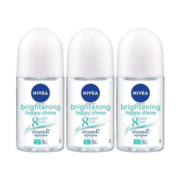 Nivea Brightening Happy Shave 8 Superfood Roll-On Deodorant, 1.7oz (Pack of 3)