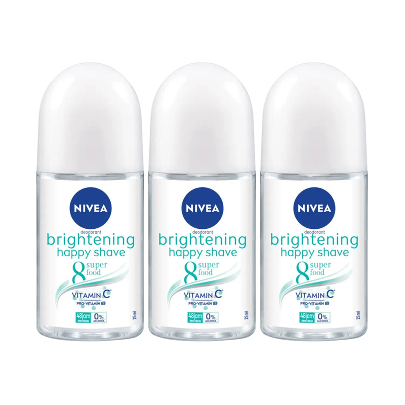 Nivea Brightening Happy Shave 8 Superfood Roll-On Deodorant, 1.7oz (Pack of 3)