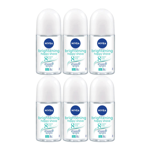 Nivea Brightening Happy Shave 8 Superfood Roll-On Deodorant, 1.7oz (Pack of 6)