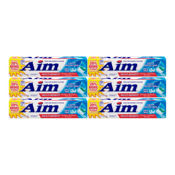 Aim Cavity Protection Ultra Mint Gel Toothpaste, 5.5oz (156g) (Pack of 6)