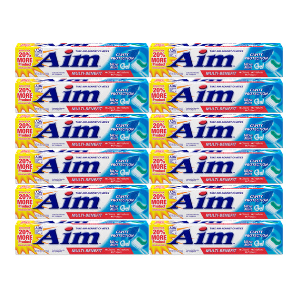 Aim Cavity Protection Ultra Mint Gel Toothpaste, 5.5oz (156g) (Pack of 12)