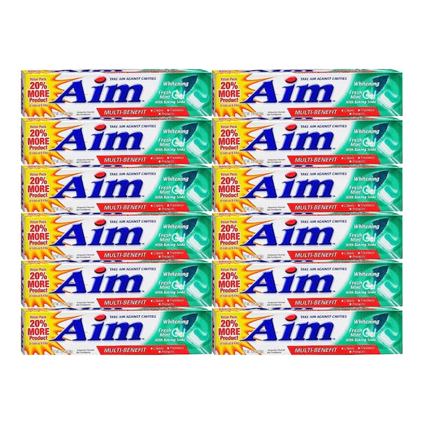 Aim Whitening Fresh Mint With Baking Soda Gel Toothpaste, 5.5oz (Pack of 12)