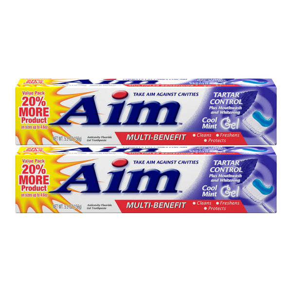 Aim Tartar Control Mouthwash Whitening Cool Mint Toothpaste, 5.5 oz (Pack of 2)