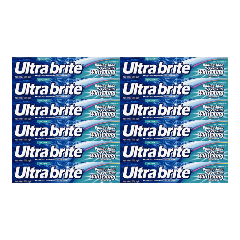 Ultra Brite Baking Soda & Peroxide Whitening Toothpaste, 6oz (170g) (Pack of 12)